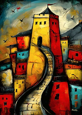 Ancient Wall Through a Chromatic City