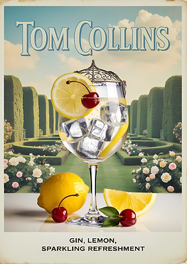 Tom Collins Gin Cocktail Poster