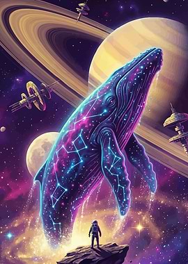 Cosmic Whale and Astronaut