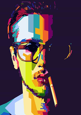 Pop Art Portrait of a Man Smoking