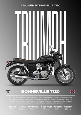 Triumph Bonneville T120 Motorcycle Poster