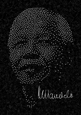 Nelson Mandela Portrait with Signature