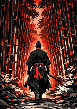 Samurai in a Bamboo Forest