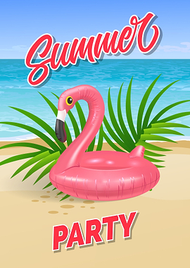 Summer Flamingo Party Invitation