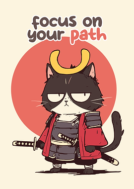 Samurai Cat with Inspirational Text