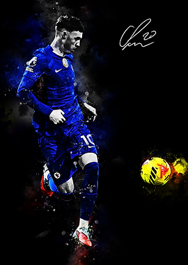 Cole Palmer in Blue Jersey with Soccer Ball