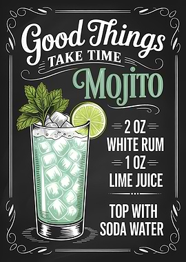Mojito Recipe Chalkboard Art