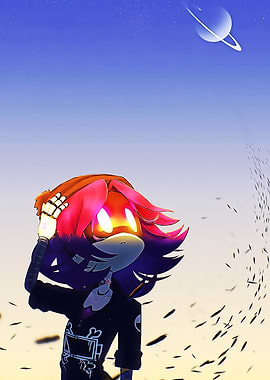 Robot looking at a ringed planet