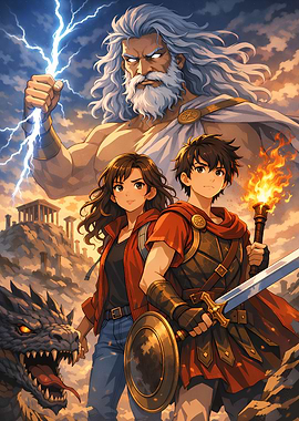 Mythological Heroes and Dragon