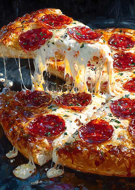 Melted Cheese Pepperoni Pizza Slice