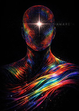 Rainbow Human Form with Star