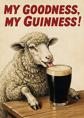 Sheep Drinking Guinness