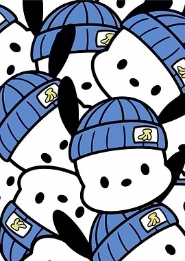 Pochacco wearing blue beanies