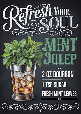 Mint Julep Recipe Chalkboard Art