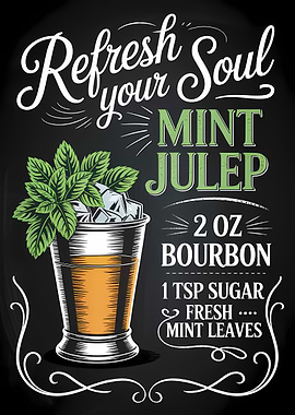 Mint Julep Recipe Chalkboard Art