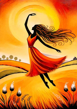 Woman Dancing in a Field