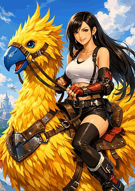 Tifa Riding a Chocobo
