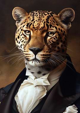 Leopard in a Tuxedo Portrait