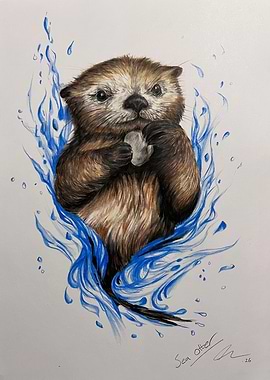 Cute Sea Otter Holding a Shell