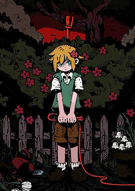 Boy in Garden with Pitchfork