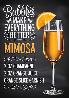 Mimosa Recipe with Orange Garnish