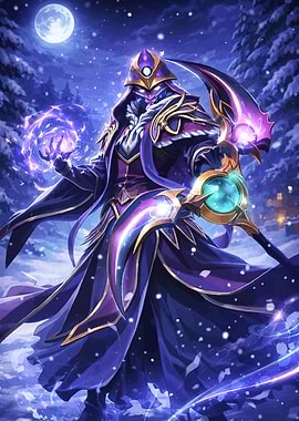 Mysterious Mage in Snowy Night
