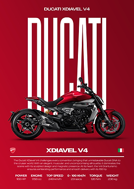 Ducati XDiavel V4 Motorcycle Poster