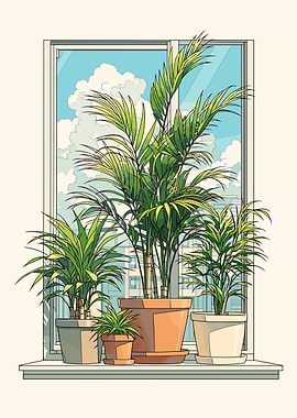 Potted plants on a windowsill