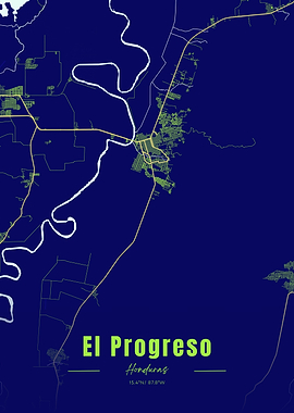Map of El Progreso, Honduras