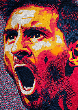Lionel Messi Embroidered Portrait