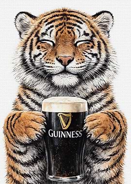 Tiger Holding Guinness Beer