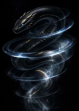 Mystical Black Serpent with Blue Eyes
