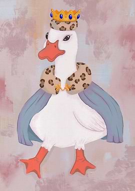 Regal Goose Wearing a Crown