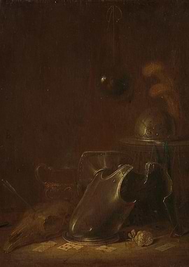 Vanitas Still Life with Armor and Cards