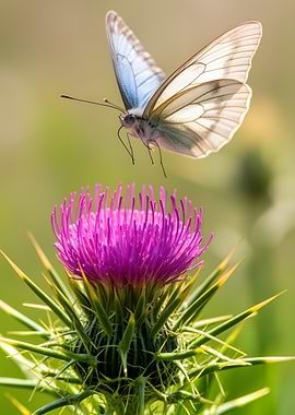 Butterfly on a Thistle Flower