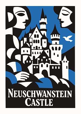 Neuschwanstein Castle Vintage Poster