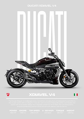 Ducati XDiavel V4 Motorcycle Poster