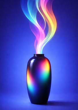 Rainbow Smoke Erupting from a Vase