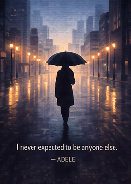 Woman with Umbrella in Rainy City