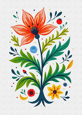 Folk Art Floral Tree Canvas