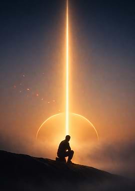 Man watches celestial beam