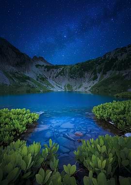 Starry Night Over Alpine Lake