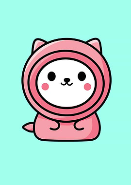 Cute Pink Cat Character