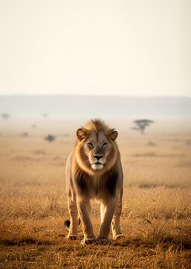 Majestic Lion in the Savannah