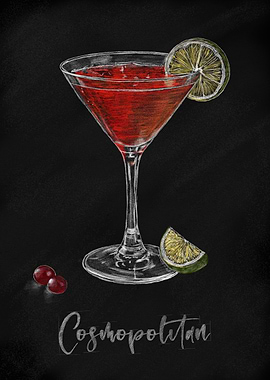 Cosmopolitan Cocktail Illustration