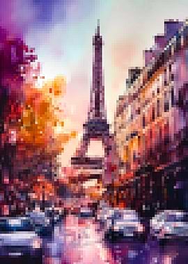 Eiffel Tower street scene