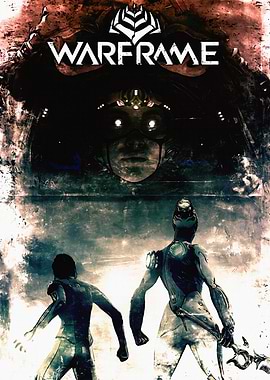 Warframe Poster with Figures and Giant Head
