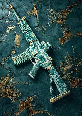Ornate AR-15 Rifle with Floral Pattern