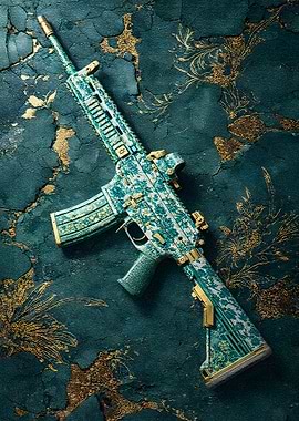 Ornate AR-15 Rifle with Floral Pattern