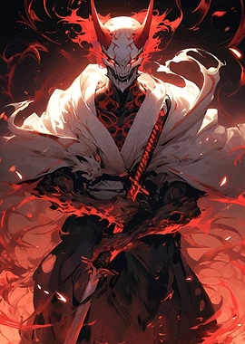 Demon Warrior with Fiery Aura